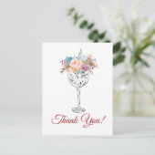 wijn , floral dank je kaart (Staand voorkant)