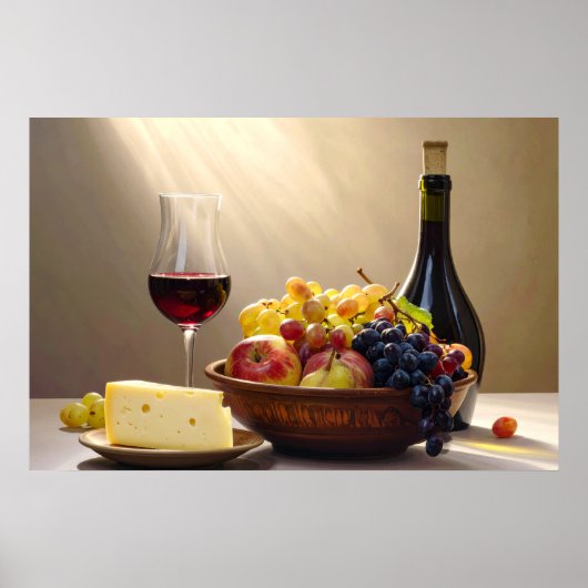 Wijn, Fruit, en Kaas Poster (Voorkant)