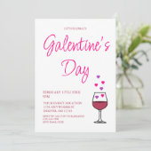 Wijn Galentine's Day Party Kaart (Staand voorkant)