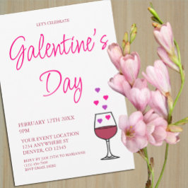 Wijn Galentine's Day Party Kaart