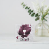 Wijn geborsteld textuur / wijnglas vierkante visitekaartje (Staand voorkant)