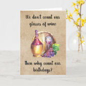 Wijn Gefeliciteerd Verjaardag Grappige Humor Kaart (Gele Bloem)