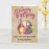 Wijn Gefeliciteerd Verjaardag Grappige Humor Kaart (Gele Bloem)