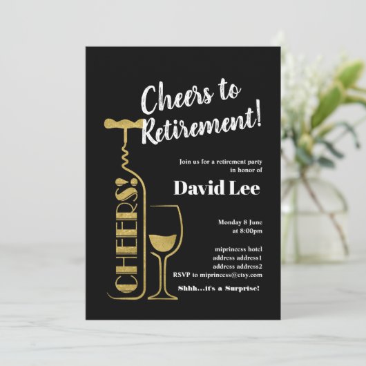 Wijn, gepensioneerde kazen, uitnodiging (Staand voorkant)