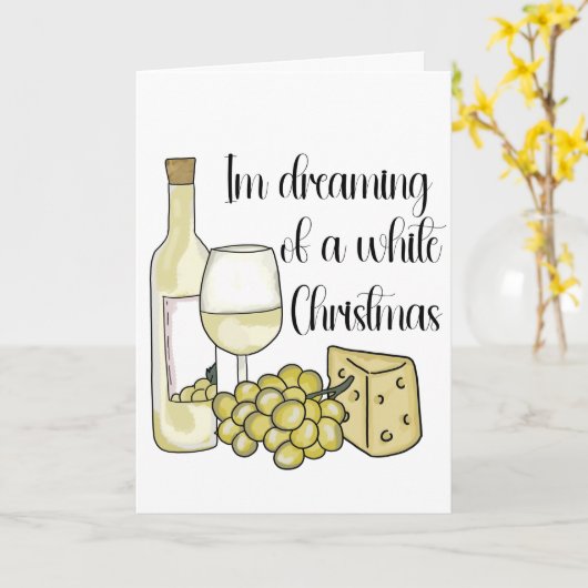 Wijn gerelateerde kerstkaart kaart (Gele Bloem)