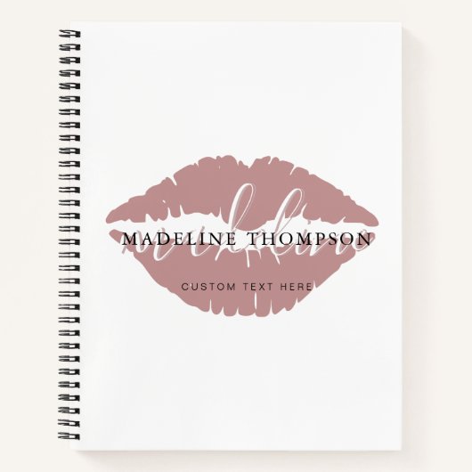 Wijn getinte lippen Calligrafie Script QR-code Notitieboek (Voorkant)