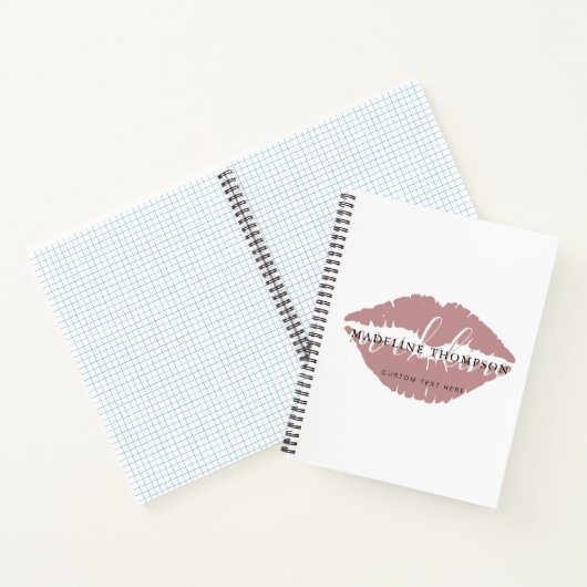 Wijn getinte lippen Calligraphy Schrift QR-code Notitieboek (Binnen)