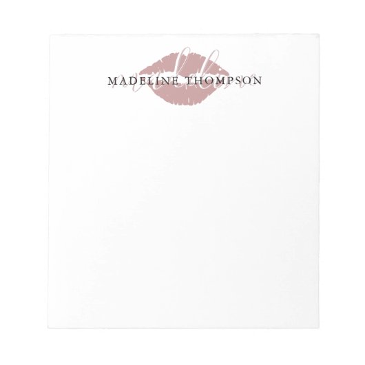 Wijn getinte lippen kalligrafie script notitieblok (Voorkant)