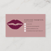 Wijn getinte lippen kalligrafie script visitekaartje (Achterkant)