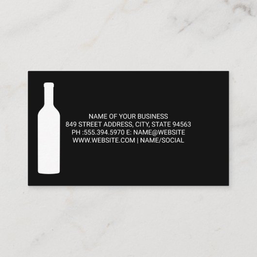 Wijn giet in glas | wijnfles visitekaartje (Achterkant)