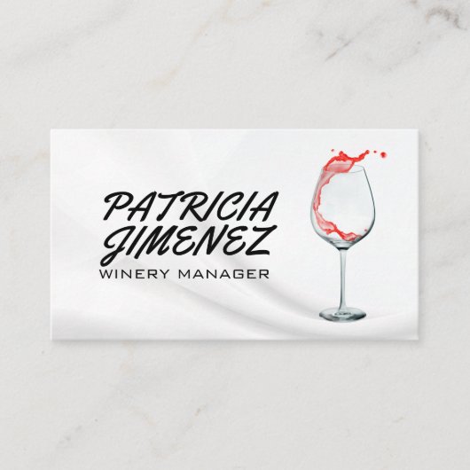 Wijn giet in glas | wijnfles visitekaartje (Voorkant)