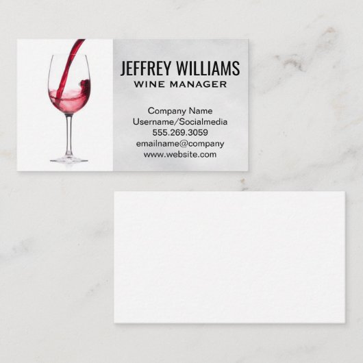 Wijn giet in Visitekaartje (Voorkant / Achterkant)