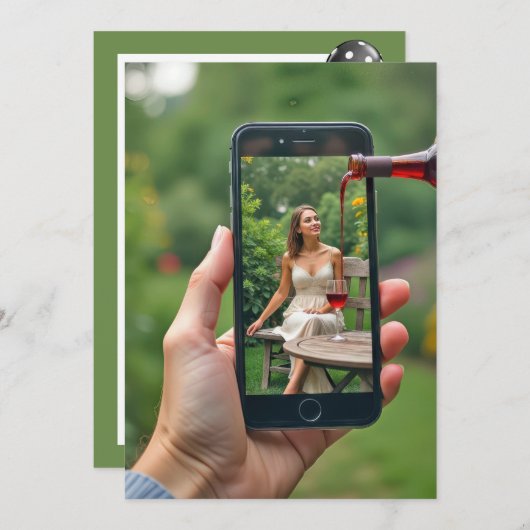 Wijn gieten 35ste verjaardag kaart (Voorkant / Achterkant)