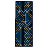 Wijn Gift Bag - Art Deco Blue & Gold Mirrored Cadeautas (Voorkant)