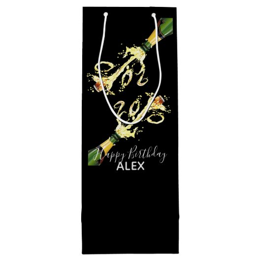 Wijn Gift Bag-Champagne Splash-Happy Birthday Wijn Cadeautas (Achterkant)