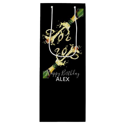 Wijn Gift Bag-Champagne Splash-Happy Birthday Wijn Cadeautas (Voorkant)