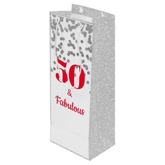 Wijn Gift Bag - Milestone Silver Cadeautas (Achterkant Gekanteld)