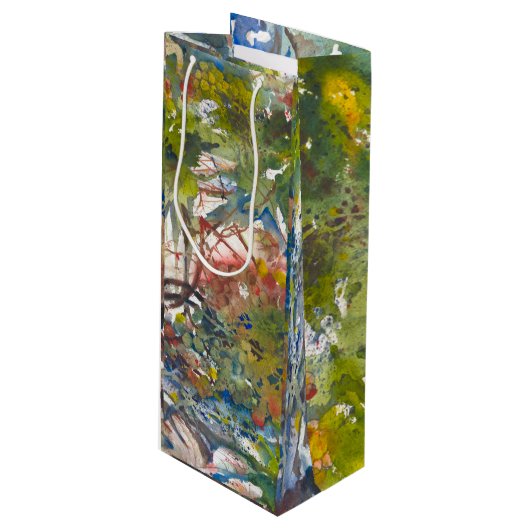 Wijn Gift Bag Vineyard Painting Wijn Cadeautas (Voorkant Gekanteld)