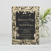 Wijn glas ballonnen gouden wervelingen pensioen kaart (Staand voorkant)