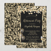 Wijn glas ballonnen gouden wervelingen pensioen kaart (Voorkant / Achterkant)