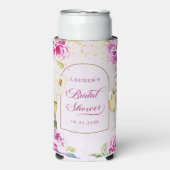 Wijn Glas Bloem Bruids Bruiloft Seltzer Blikjeskoeler (Seltzer Voorkant)