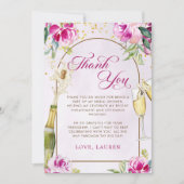 Wijn Glas Bloem Bruidsfeest Bedankkaart (Voorkant)