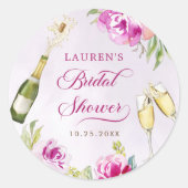 Wijn Glas Bloem Bruidsmeisjesfeest Ronde Sticker (Voorkant)