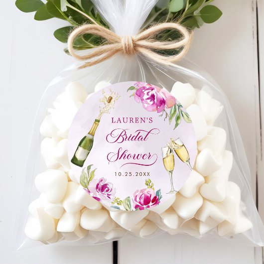 Wijn Glas Bloem Bruidsmeisjesfeest Ronde Sticker