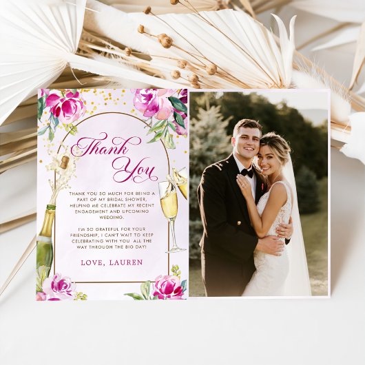 Wijn Glas Bloem Bruiloft Uitnodigingsfoto Bedankkaart