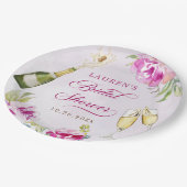 Wijn Glas Bloemachtige Bruiloftsborrel Papieren Bordje (Gekanteld)