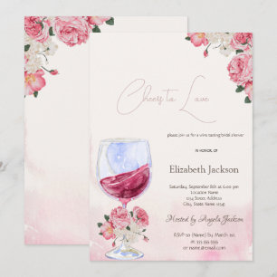 Wijn Glas Bloemen Waterverf Proost Op De Liefde Kaart
