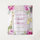 Wijn Glas Bloemig Bruidsfeest Wandkleed (Voorkant)