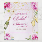 Wijn Glas Bloemige Bruids Bruiloft Wijn Etiket (Enkel label)