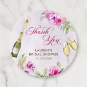 Wijn Glas Bloemige Bruids Shower Bedankjes Labels (Voorkant)