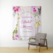 Wijn Glas Bloemige Bruids Shower Wandkleed (In situ)