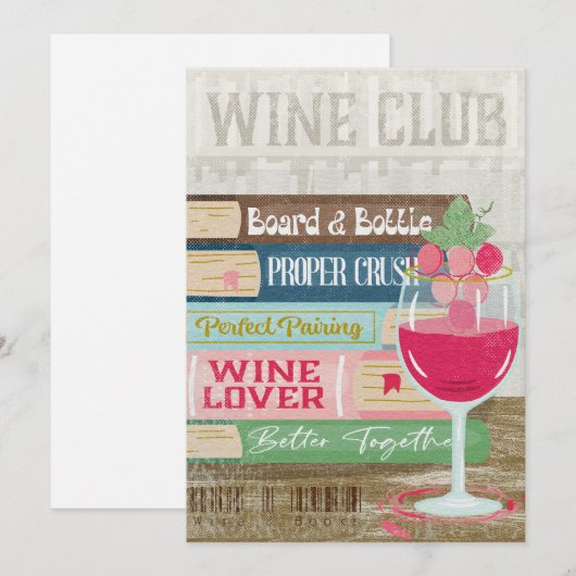 Wijn Glas Boek Stack Wijn Club Boek Liefhebber (Voorkant / Achterkant)