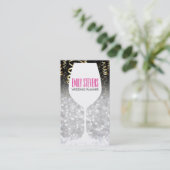 Wijn Glas | Bokeh, Confetti Visitekaartje (Staand voorkant)