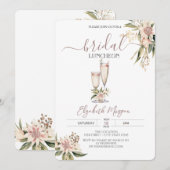 Wijn Glas Bourgondië Bloemen Bruidslunch Kaart (Voorkant / Achterkant)