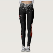 Wijn Glas Diamanten Confetti Bruiloftsfeest Leggings (Voorkant)
