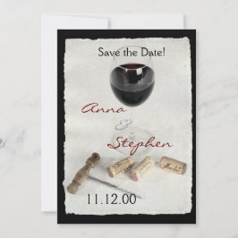 Wijn glas en kurken kaart