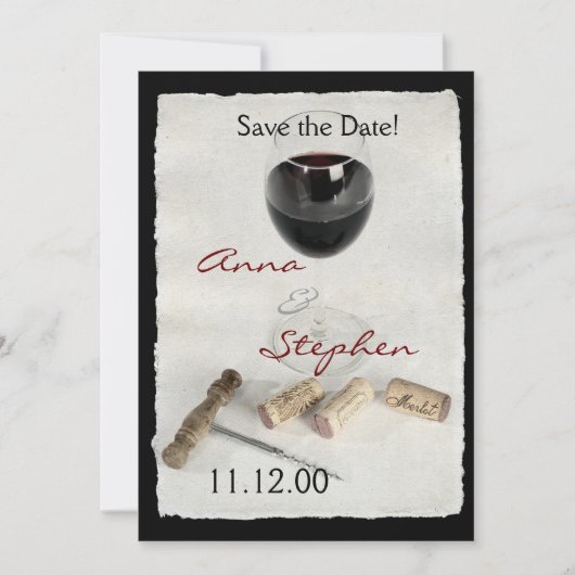 Wijn glas en kurken kaart (Voorkant)