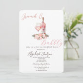 Wijn Glas Fles Rozen Brunch & Bubbelwijn Kaart (Staand voorkant)