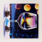 Wijn Glas Geschenk Voor Puzzel Liefhebbers Winter (Horizontaal)
