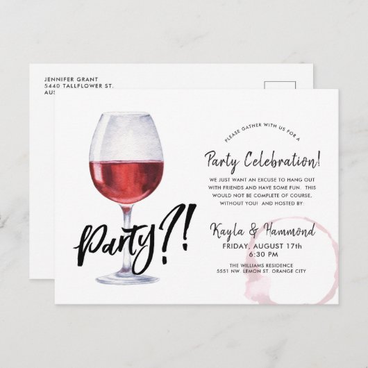 Wijn Glas Humor | Niet-aanleiding Feest Bericht Briefkaart (Voorkant / Achterkant)