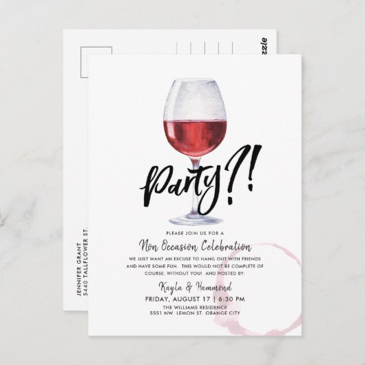 Wijn Glas Humor | Speciale Gelegenheid Feest  Briefkaart (Voorkant / Achterkant)