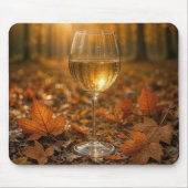Wijn Glas In Herfstbladeren Muismat (Voorkant)