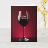 Wijn Glas Kaart voor Verjaardag (Gele Bloem)