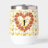 Wijn glas kroont zijn bladermatrass met herfst (Voorkant)
