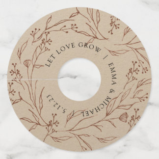 Wijn Glas Label met Vintage Botanische Takken