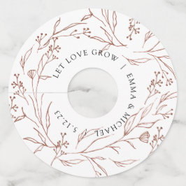 Wijn glas label met vintage botanische takken